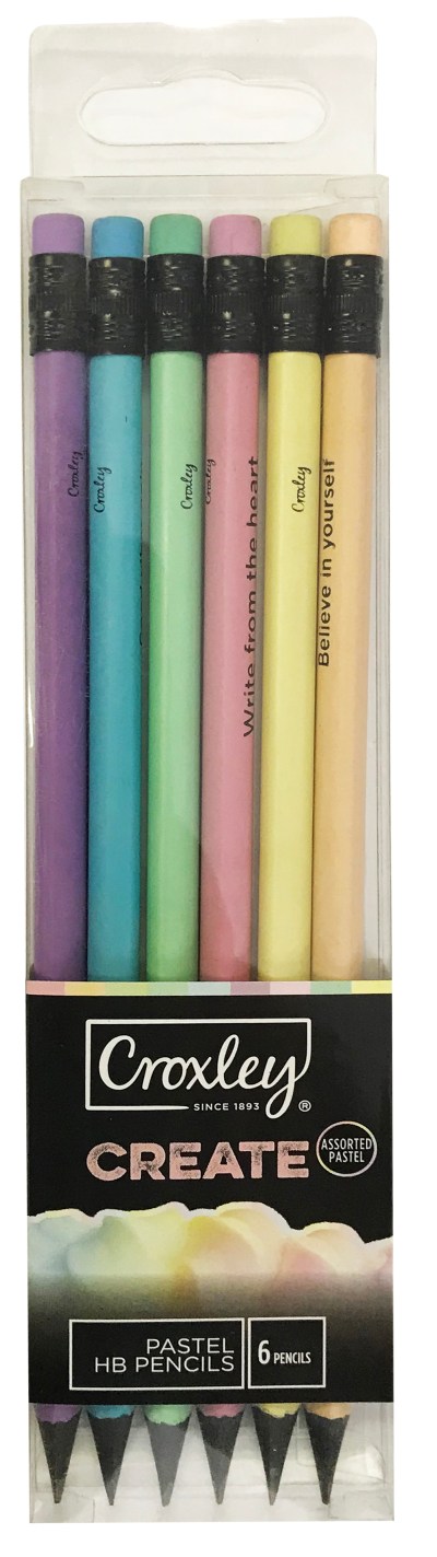 Croxley Create HB Pastel Woodfree Pencils 6 Pack Croxley Create HB Pastel Woodfree Pencils 6 Pack