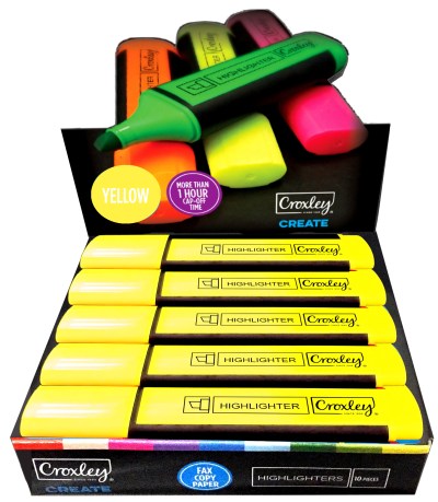 Croxley Highlighters Yellow Box of 10 Croxley Highlighters Yellow Box of 10