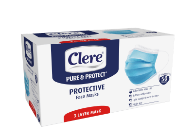 Clere Pure & Protect Protective Face Masks (50 pack) Clere Pure & Protect Protective Face Masks (50 pack)