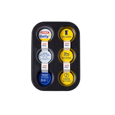 Pyrex Daily Bakeware Muffin Tray x6 Cup (Dia 7cm) Pyrex Daily Bakeware Muffin Tray x6 Cup (Dia 7cm)