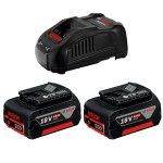 Bosch – Charger (GAL 1880 CV) with 2 x Batteries GBA 18V 4.0Ah Bosch – Charger (GAL 1880 CV) with 2 x Batteries GBA 18V 4.0Ah
