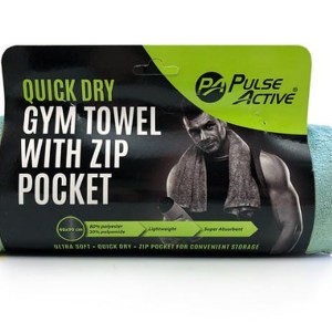 Gym Towel with Zip Pocket – Teal Gym Towel with Zip Pocket – Teal