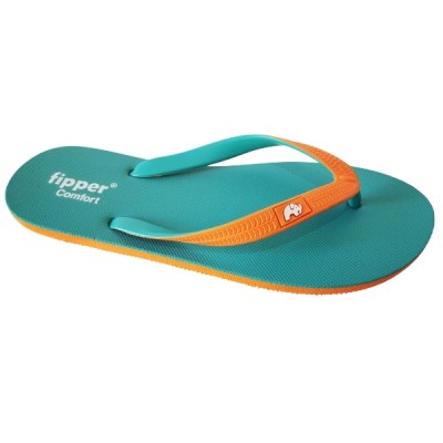 Fipper – Flip Flops / Slippers – Comfort (Turquoise with Orange Straps) – UK 9 Fipper – Flip Flops / Slippers – Comfort (Turquoise with Orange Straps) – UK 9