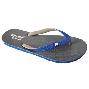 Fipper – Flip Flops / Slippers – Comfort (Grey with Blue Straps) – UK 9 Fipper – Flip Flops / Slippers – Comfort (Grey with Blue Straps) – UK 9