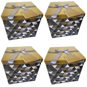 SourceDirect – Pack Of 4 Flat-Pack Gift Boxes – Large (Gold/Grey) SourceDirect – Pack Of 4 Flat-Pack Gift Boxes – Large (Gold/Grey)