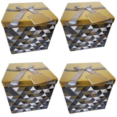 SourceDirect – Pack Of 4 Flat-Pack Gift Boxes – Large (Gold/Grey) SourceDirect – Pack Of 4 Flat-Pack Gift Boxes – Large (Gold/Grey)