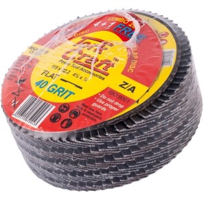 Tork Craft- Flap Disc Zirconium 40 Grit Flat – 5 Cutting Discs 115mm Tork Craft- Flap Disc Zirconium 40 Grit Flat – 5 Cutting Discs 115mm