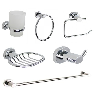 Solar Bathroom Set, 6-Piece, Chrome Plated Zinc Solar Bathroom Set, 6-Piece, Chrome Plated Zinc