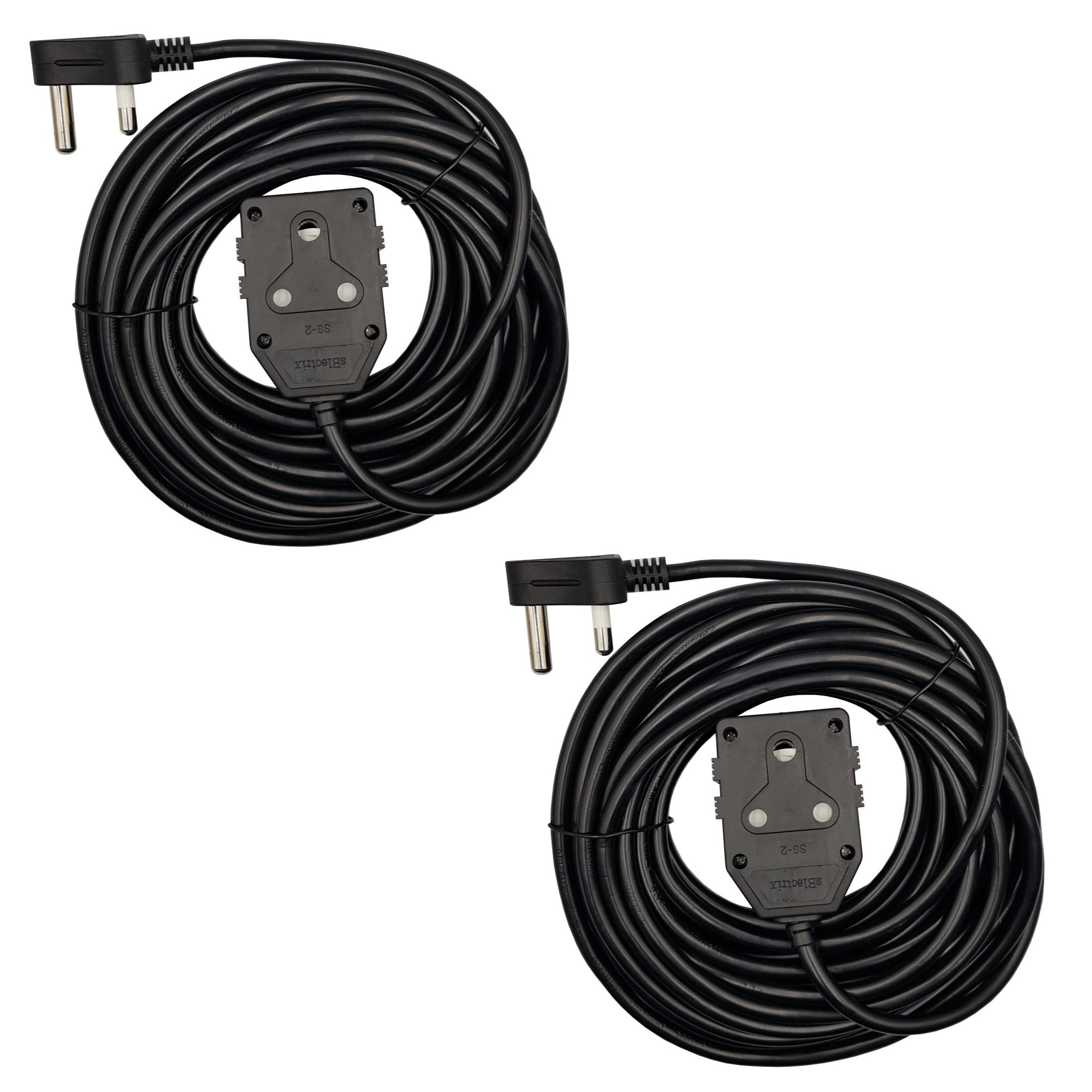 2 PACK: 10m Black Heavy Duty 16A Extension Electrical Lead / Cable 2 PACK: 10m Black Heavy Duty 16A Extension Electrical Lead / Cable