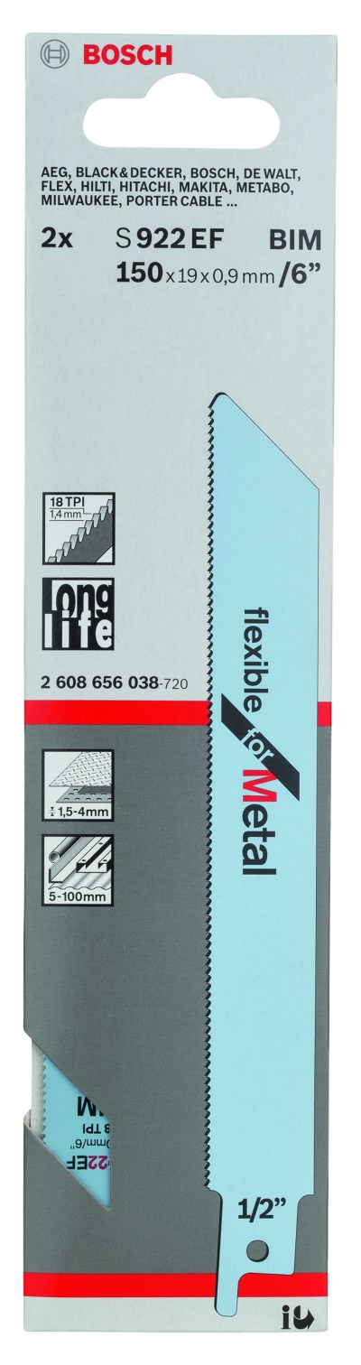 Reciprocating saw blade S 922 EF Flexible for Metal Reciprocating saw blade S 922 EF Flexible for Metal
