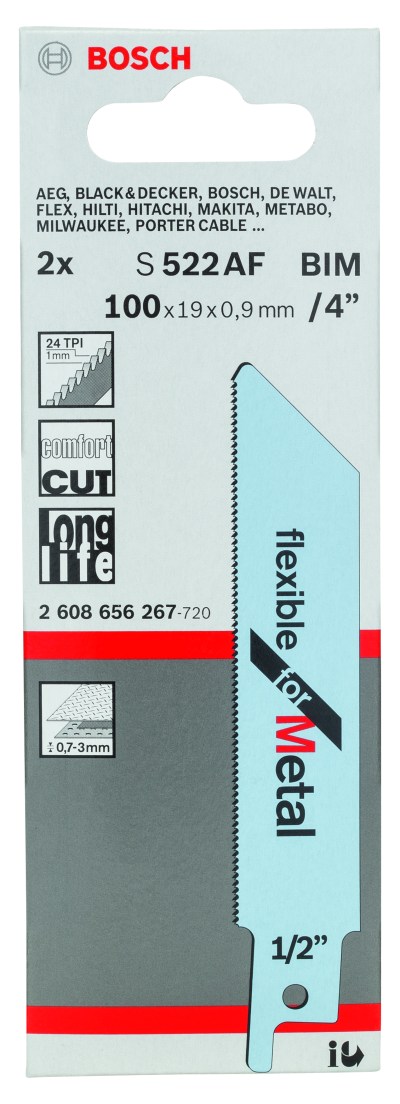 Reciprocating saw blade S 522 AF Flexible for Metal Reciprocating saw blade S 522 AF Flexible for Metal