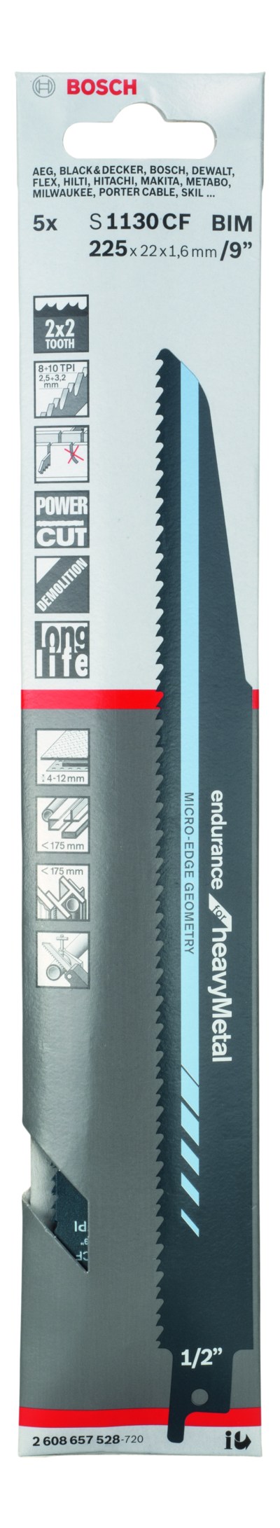 Reciprocating saw blade S 1130 CF Endurance for Heavy Metal Reciprocating saw blade S 1130 CF Endurance for Heavy Metal