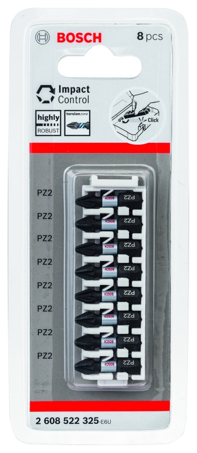 Impact Control Bit PZ 2, 25 mm, 8 pc Impact Control Bit PZ 2, 25 mm, 8 pc