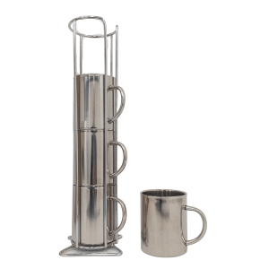 LK’s Four Cups In Stand Set – Stainless Steel LK’s Four Cups In Stand Set – Stainless Steel