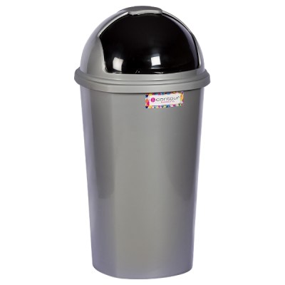 Contour – Refuse Bin / Round Refuse Bin with Flip Lid – Grey / Black (25L) Contour – Refuse Bin / Round Refuse Bin with Flip Lid – Grey / Black (25L)