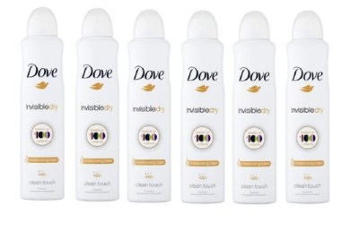 Dove Invisible Dry Clean Touch Anti-Perspirant Deodorant – Pack of 6 Dove Invisible Dry Clean Touch Anti-Perspirant Deodorant – Pack of 6