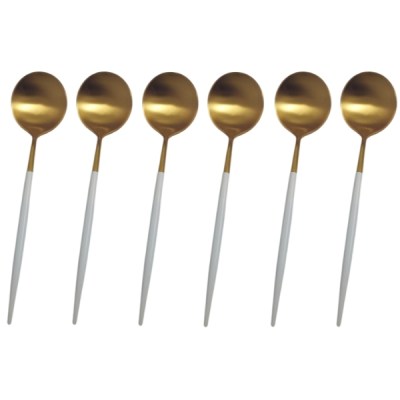 SourceDirect – Spoons / Gold Plated Stainless Steel Spoons – 6 Piece – White SourceDirect – Spoons / Gold Plated Stainless Steel Spoons – 6 Piece – White