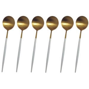 SourceDirect – Spoons / Gold Plated Stainless Steel Spoons – 6 Piece – White SourceDirect – Spoons / Gold Plated Stainless Steel Spoons – 6 Piece – White