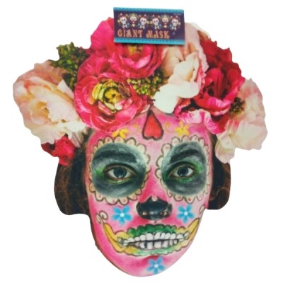 SourceDirect – Day of the Dead Giant Mask – Pink Face and Flowers SourceDirect – Day of the Dead Giant Mask – Pink Face and Flowers