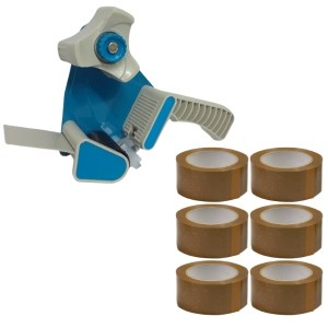 SourceDirect – Tape Dispenser 48mm with 6 x 50m Buff Tape SourceDirect – Tape Dispenser 48mm with 6 x 50m Buff Tape