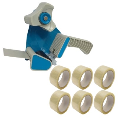 SourceDirect – Tape Dispenser 48mm with 6 x 50m Clear Packaging Tape SourceDirect – Tape Dispenser 48mm with 6 x 50m Clear Packaging Tape