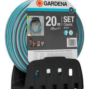 GARDENA Classic Hose 13 mm (½”) x 20 metres INC fittings and wall bracket GARDENA Classic Hose 13 mm (½”) x 20 metres INC fittings and wall bracket