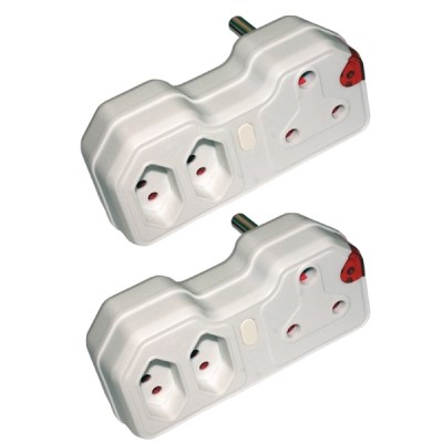 Current -Adaptor /2 x 3-Pin Euro Sockets – Pack of 2 (1 x 16A 2 x 5A) Current -Adaptor /2 x 3-Pin Euro Sockets – Pack of 2 (1 x 16A 2 x 5A)