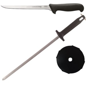 Mundial – Boning Knife, Sharpener and Cutting Protection – 3 Piece Mundial – Boning Knife, Sharpener and Cutting Protection – 3 Piece