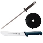 Mundial – Butchers Knife , Sharpener and Cutting Protection – 3 Piece Mundial – Butchers Knife , Sharpener and Cutting Protection – 3 Piece