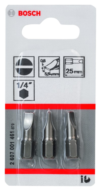 Screwdriver bit Extra Hard Slotted 0,8 x 5,5, 25 mm, 3 Pieces Screwdriver bit Extra Hard Slotted 0,8 x 5,5, 25 mm, 3 Pieces