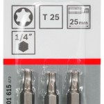 Screwdriver bit Extra Hard T25, 25 mm, 3 pc Screwdriver bit Extra Hard T25, 25 mm, 3 pc