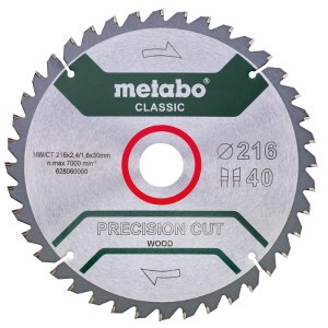 Metabo – Saw Blade / Precision Cut Wood 216 x 30, Z40 WZ 5°NEG. (628060000) Metabo – Saw Blade / Precision Cut Wood 216 x 30, Z40 WZ 5°NEG. (628060000)