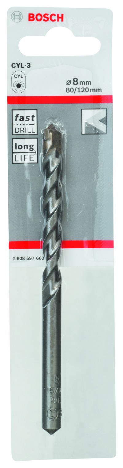 CYL-3 Concrete Drill Bit 8 x 80 x 120 mm, d 7,5 mm CYL-3 Concrete Drill Bit 8 x 80 x 120 mm, d 7,5 mm