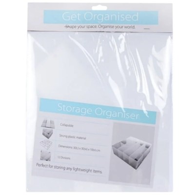 Get Organised – Storage Organiser – Collapsible – 30cm x 30cm x 10cm Get Organised – Storage Organiser – Collapsible – 30cm x 30cm x 10cm