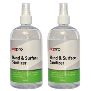 Agpro – Hand and Surface Sanitizer / 75% Alc Spray – Pack of 2 (500ml x 2) Agpro – Hand and Surface Sanitizer / 75% Alc Spray – Pack of 2 (500ml x 2)