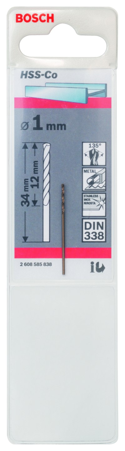 HSS-Co Metal Drill Bits, DIN 338 1 x 12 x 34 mm HSS-Co Metal Drill Bits, DIN 338 1 x 12 x 34 mm