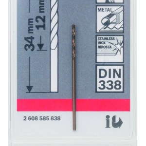 HSS-Co Metal Drill Bits, DIN 338 1 x 12 x 34 mm HSS-Co Metal Drill Bits, DIN 338 1 x 12 x 34 mm