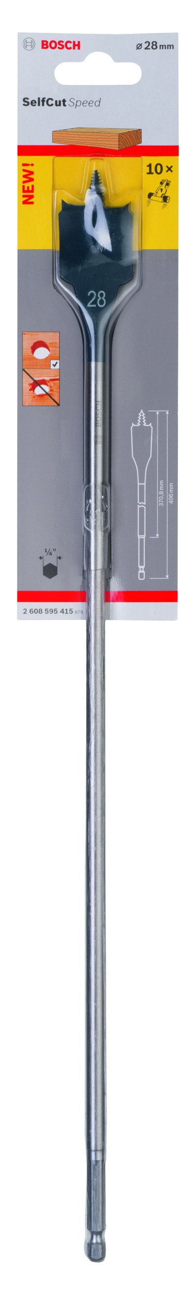 Self Cut Speed Spade Bit, Hexagon 28 x 400 mm Self Cut Speed Spade Bit, Hexagon 28 x 400 mm