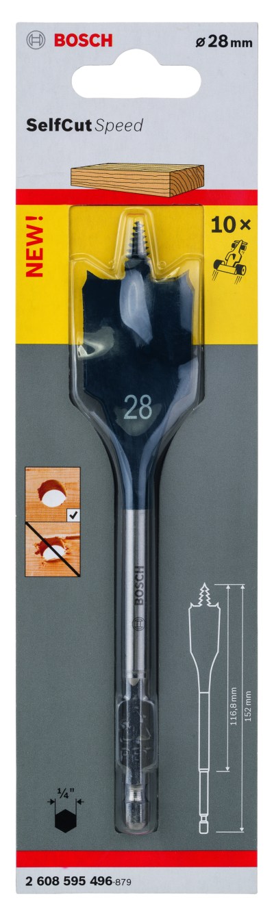 Self Cut Speed Spade Bit, Hexagon 28 x 152 mm Self Cut Speed Spade Bit, Hexagon 28 x 152 mm