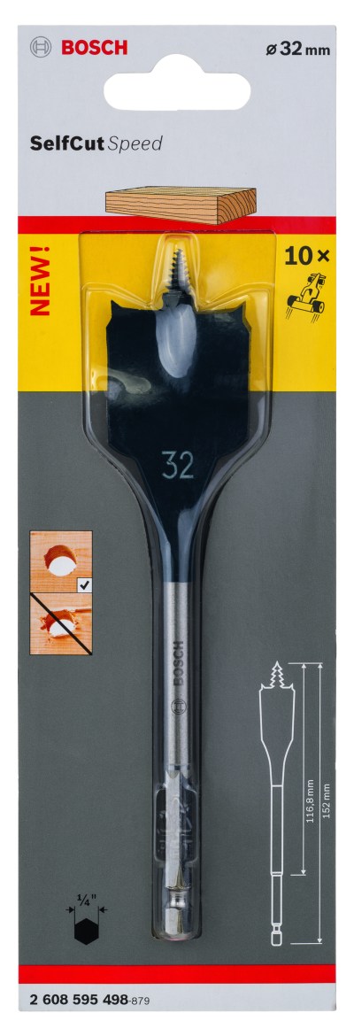 Self Cut Speed Spade Bit, Hexagon 32 x 152 mm Self Cut Speed Spade Bit, Hexagon 32 x 152 mm