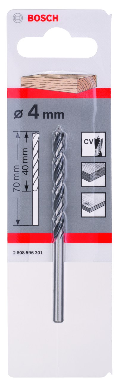 Standard Brad Point Drill Bit 4 x 43 x 75 mm, d 4 mm Standard Brad Point Drill Bit 4 x 43 x 75 mm, d 4 mm