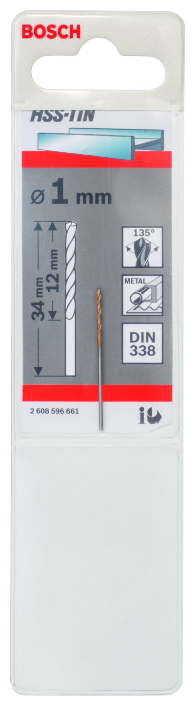 HSS-TiN Metal Drill Bits, DIN 338 1 x 12 x 34 mm HSS-TiN Metal Drill Bits, DIN 338 1 x 12 x 34 mm