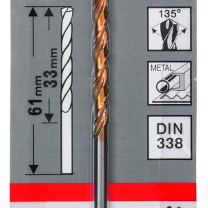 HSS-TiN Metal Drill Bits, DIN 338 3 x 33 x 61 mm HSS-TiN Metal Drill Bits, DIN 338 3 x 33 x 61 mm