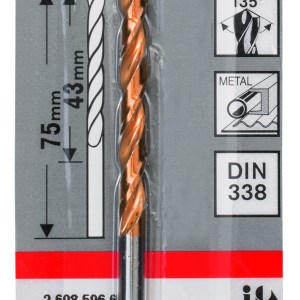 HSS-TiN Metal Drill Bits, DIN 338 4 x 43 x 75 mm HSS-TiN Metal Drill Bits, DIN 338 4 x 43 x 75 mm