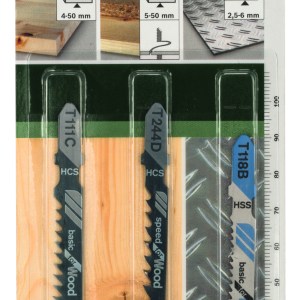 Jigsaw blade set T 111 C, T 244 D, T 118 B, 3 pc Jigsaw blade set T 111 C, T 244 D, T 118 B, 3 pc