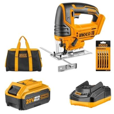Ingco – Cordless Jigsaw with 5 Piece Saw blades, 4.0Ah, Fast Charger & Tool Bag Ingco – Cordless Jigsaw with 5 Piece Saw blades, 4.0Ah, Fast Charger & Tool Bag