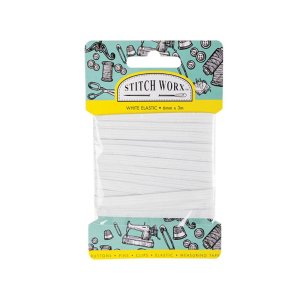 Haberdashery – Elastic – White – 6mm x 3m Haberdashery – Elastic – White – 6mm x 3m