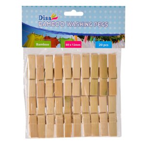 Washing Pegs – Bamboo – 60mm x 12mm – 20 Pieces Washing Pegs – Bamboo – 60mm x 12mm – 20 Pieces
