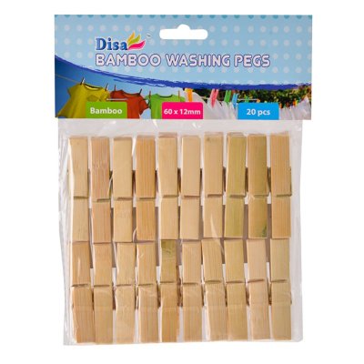 Washing Pegs – Bamboo – 60mm x 12mm – 20 Pieces Washing Pegs – Bamboo – 60mm x 12mm – 20 Pieces