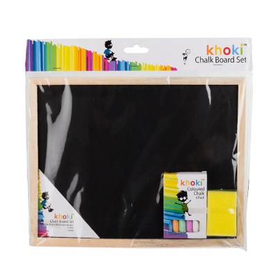 Khoki – Black Board Set – Arts & Crafts – With Chalk & Sponge – 28cm x 19cm Khoki – Black Board Set – Arts & Crafts – With Chalk & Sponge – 28cm x 19cm